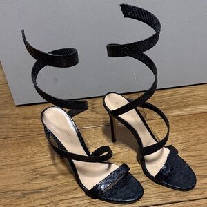 Gianvito Rossi Black Snakeskin Strappy Heels